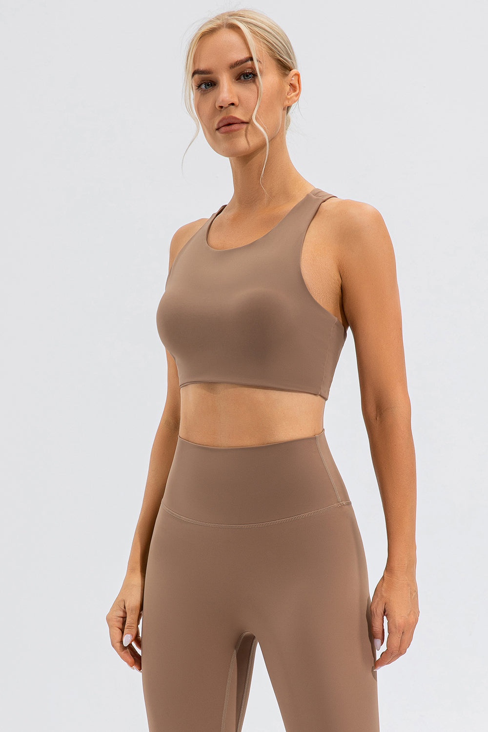 Round Neck Cutout Cropped Active Tank