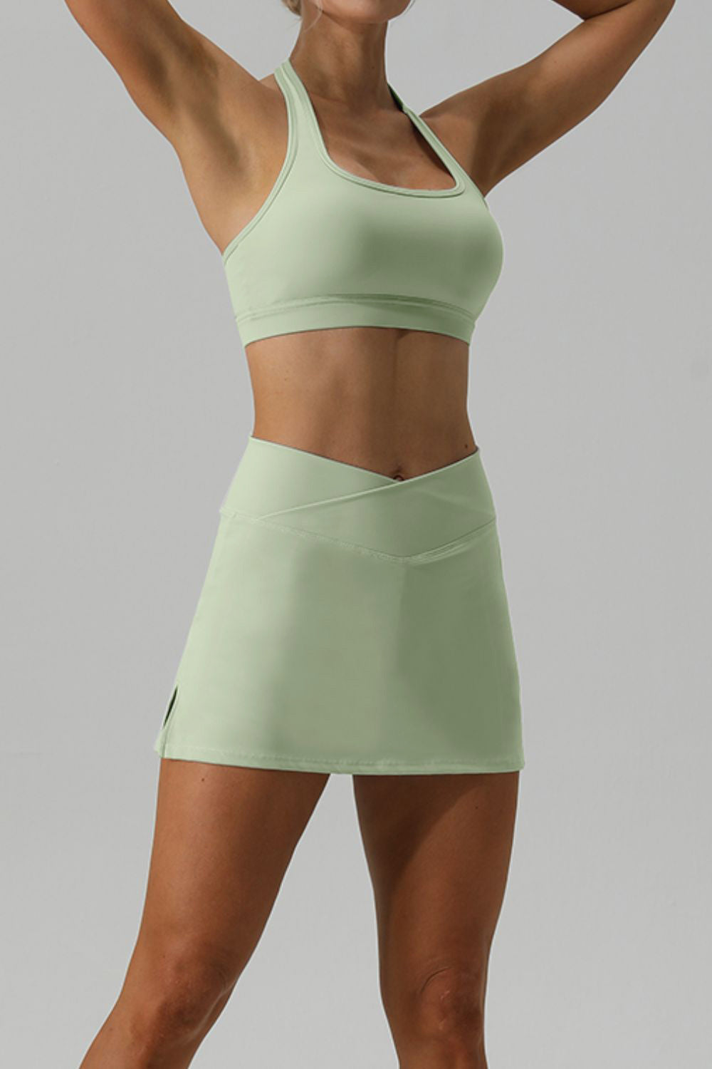 Halter Neck Tank and Slit Skirt Active Set