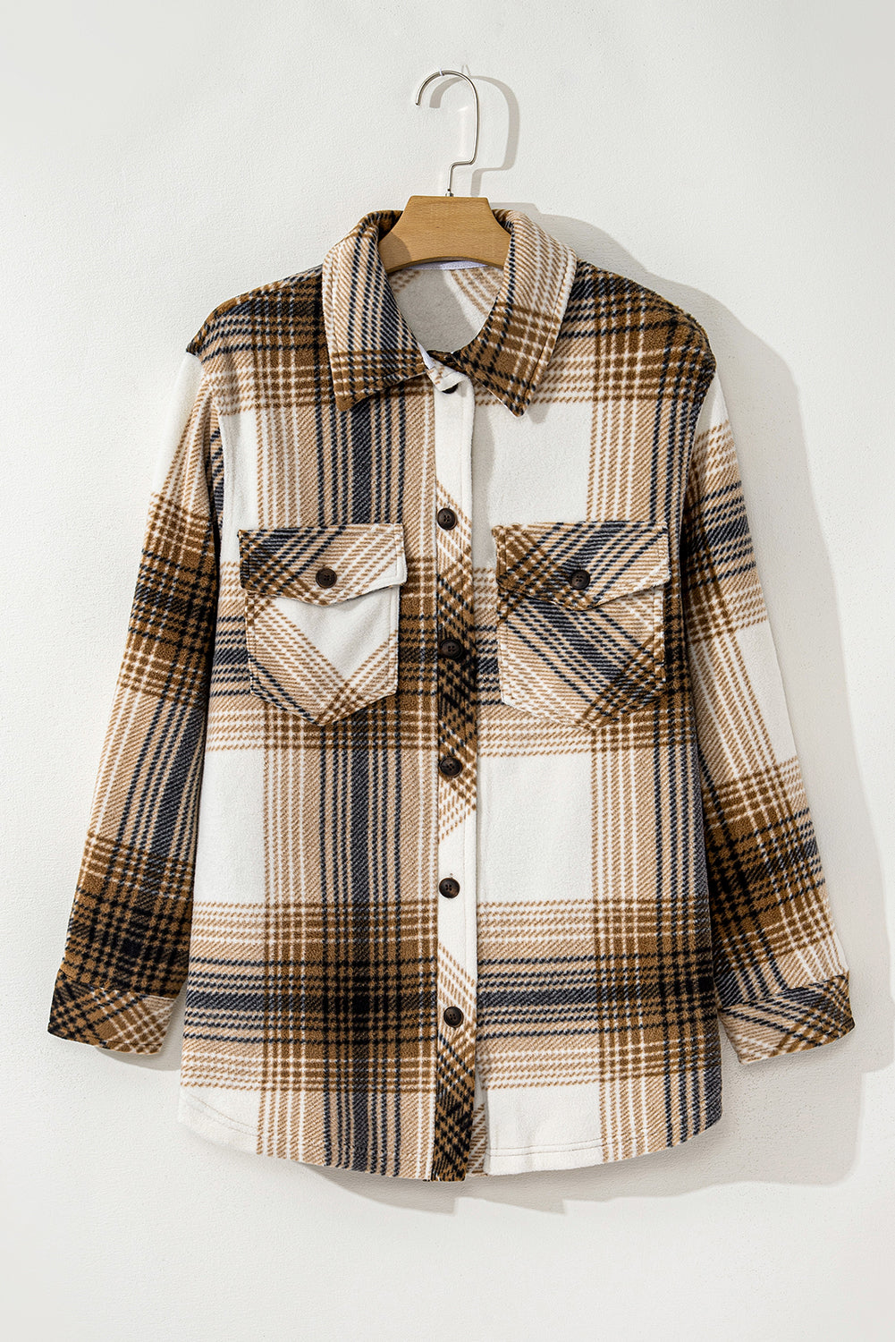 Plaid Button Up Long Sleeve Shacket