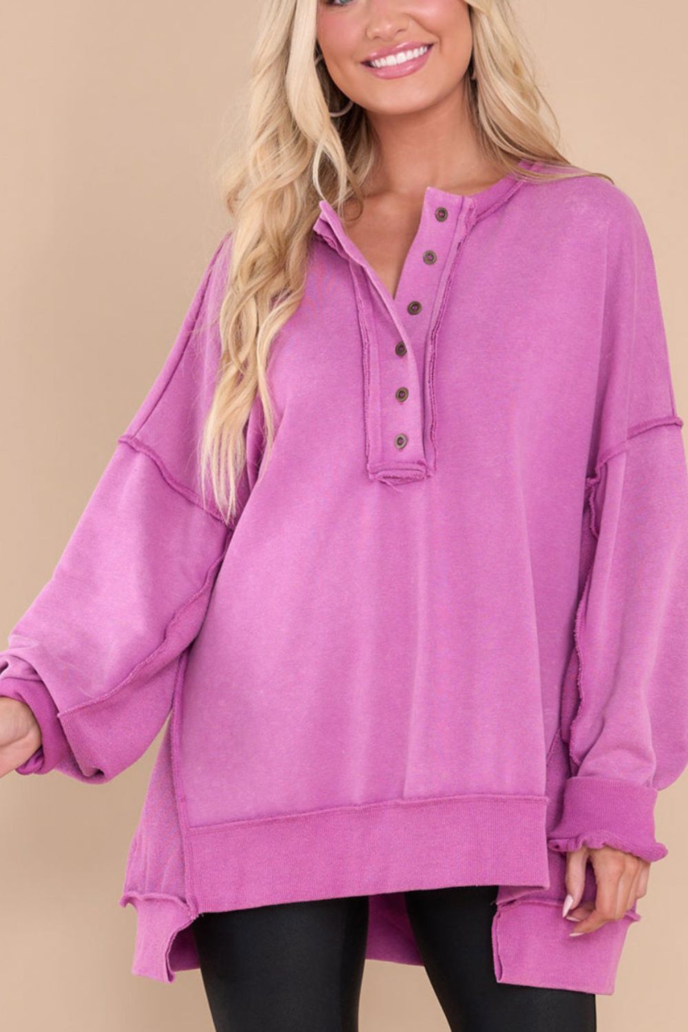 Exposed Seam Long Sleeve Sweatshirt