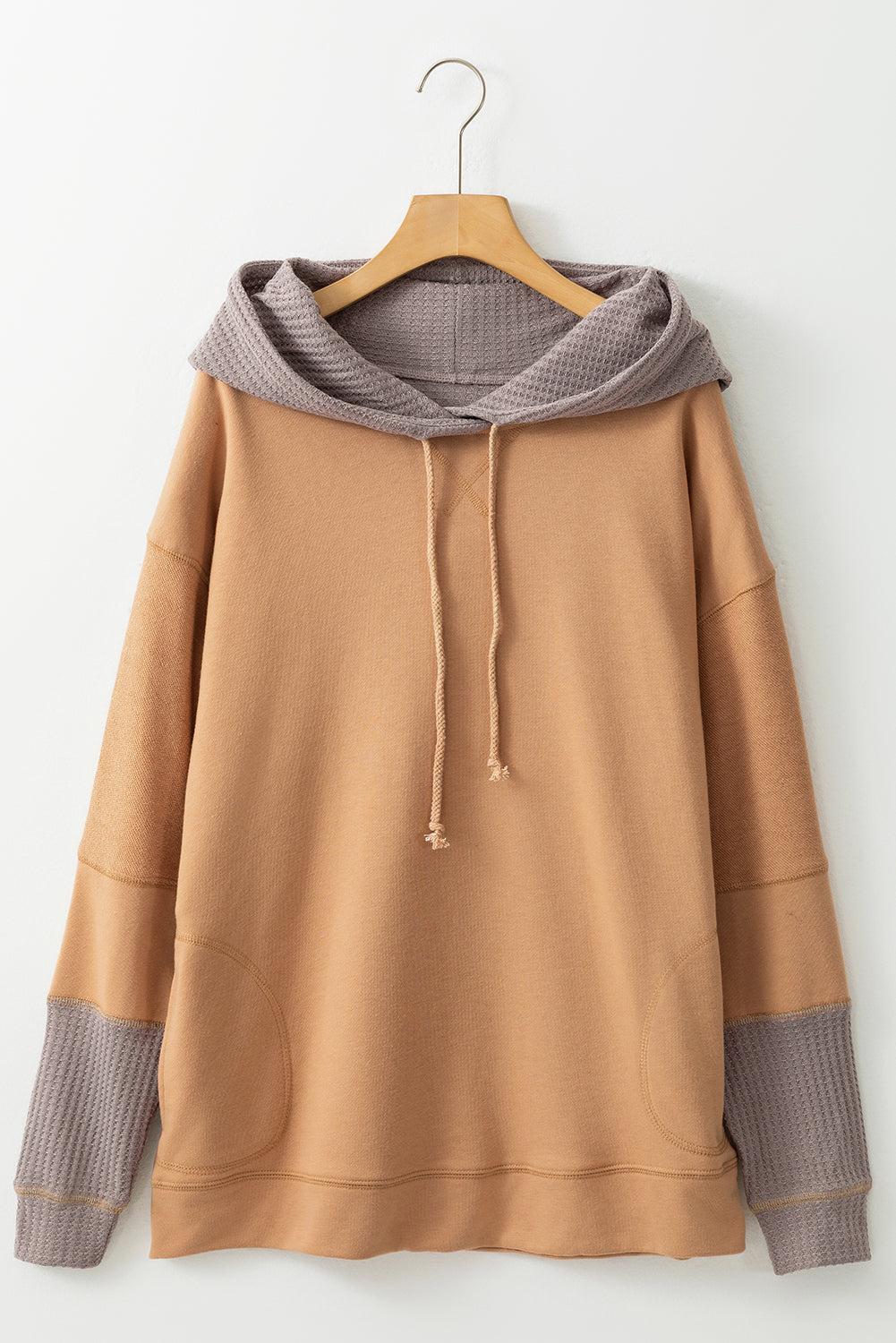 Drawstring Contrast Long Sleeve Hoodie