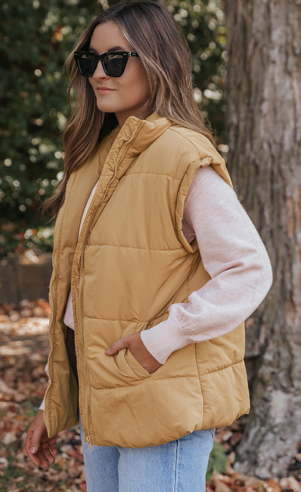 Zip Up Vest Coat with Pockets