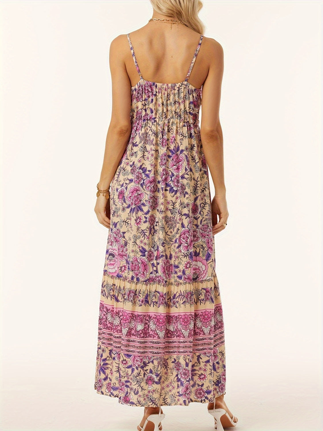 Printed Scoop Neck Midi Cami Dress