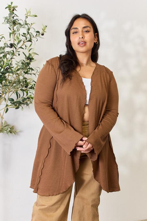 Culture Code Full Size Open Front Long Sleeve Cardigan